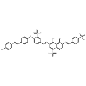 1-Naphthalenesulfonic acid, 4-amino-5-hydroxy-3-[2-[4-[[4-[2-(4-hydroxyphenyl)diazenyl]phenyl]amino]-3-sulfophenyl]diazenyl]-6-[2-(4-sulfophenyl)diazenyl]- Structure