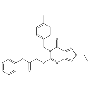 2-((2-ethyl-6-(4-methylbenzyl)-7-oxo-6,7-dihydro-2H-pyrazolo[4,3-d]pyrimidin-5-yl)thio)-N-phenylacetamide结构式