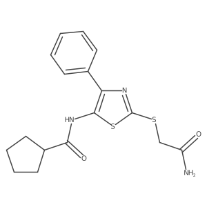 N-{2-[(carbamoylmethyl)sulfanyl]-4-phenyl-1,3-thiazol-5-yl}cyclopentanecarboxamide Structure