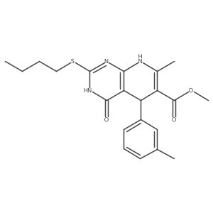 Methyl 2-(butylthio)-7-methyl-4-oxo-5-(m-tolyl)-3,4,5,8-tetrahydropyrido[2,3-d]pyrimidine-6-carboxylate结构式