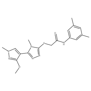 N-(3,5-dimethylphenyl)-2-((5-(3-methoxy-1-methyl-1H-pyrazol-4-yl)-4-methyl-4H-1,2,4-triazol-3-yl)thio)acetamide结构式