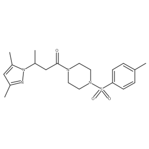 3-(3,5-dimethyl-1H-pyrazol-1-yl)-1-(4-tosylpiperazin-1-yl)butan-1-one结构式