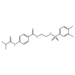 N-(2-(3-chloro-4-fluorophenylsulfonamido)ethyl)-4-isobutyramidobenzamide结构式
