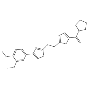(5-(((4-(3,4-Dimethoxyphenyl)thiazol-2-yl)thio)methyl)furan-2-yl)(pyrrolidin-1-yl)methanone Structure