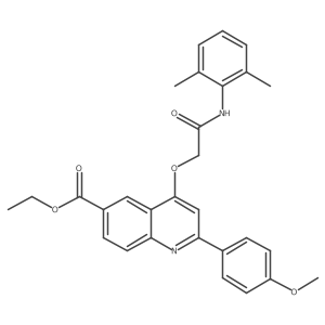 Ethyl 4-(2-((2,6-dimethylphenyl)amino)-2-oxoethoxy)-2-(4-methoxyphenyl)quinoline-6-carboxylate结构式