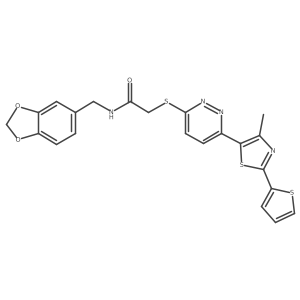 N-(benzo[d][1,3]dioxol-5-ylmethyl)-2-((6-(4-methyl-2-(thiophen-2-yl)thiazol-5-yl)pyridazin-3-yl)thio)acetamide Structure
