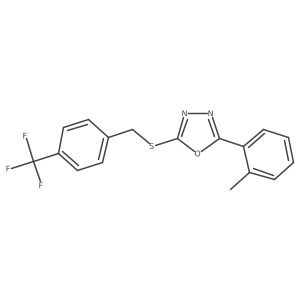 2-(o-Tolyl)-5-((4-(trifluoromethyl)benzyl)thio)-1,3,4-oxadiazole Structure