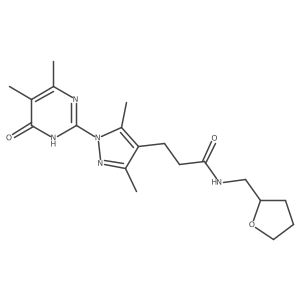 3-(1-(4,5-dimethyl-6-oxo-1,6-dihydropyrimidin-2-yl)-3,5-dimethyl-1H-pyrazol-4-yl)-N-((tetrahydrofuran-2-yl)methyl)propanamide Structure