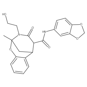 N-(benzo[d][1,3]dioxol-5-yl)-3-(2-hydroxyethyl)-2-methyl-4-oxo-3,4,5,6-tetrahydro-2H-2,6-methanobenzo[g][1,3]oxazocine-5-carboxamide结构式