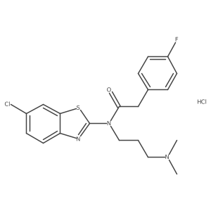 N-(6-chlorobenzo[d]thiazol-2-yl)-N-(3-(dimethylamino)propyl)-2-(4-fluorophenyl)acetamide hydrochloride结构式