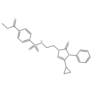 methyl 4-(N-(2-(3-cyclopropyl-5-oxo-4-phenyl-4,5-dihydro-1H-1,2,4-triazol-1-yl)ethyl)sulfamoyl)benzoate结构式
