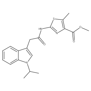 methyl 2-{[2-(1-isopropyl-1H-indol-3-yl)acetyl]amino}-5-methyl-1,3-thiazole-4-carboxylate结构式