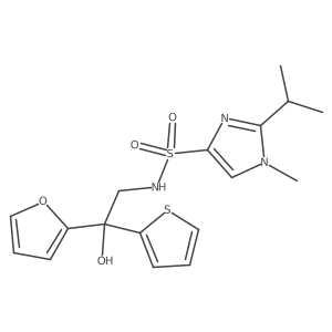 N-(2-(furan-2-yl)-2-hydroxy-2-(thiophen-2-yl)ethyl)-2-isopropyl-1-methyl-1H-imidazole-4-sulfonamide结构式