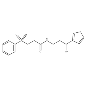 N-(3-hydroxy-3-(thiophen-3-yl)propyl)-3-(phenylsulfonyl)propanamide结构式