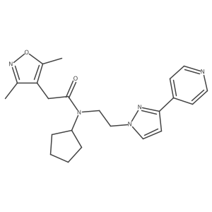 N-cyclopentyl-2-(3,5-dimethyl-1,2-oxazol-4-yl)-N-{2-[3-(pyridin-4-yl)-1H-pyrazol-1-yl]ethyl}acetamide结构式