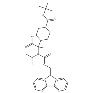 2-{1-[(tert-butoxy)carbonyl]piperidin-4-yl}-2-({[(9H-fluoren-9-yl)methoxy]carbonyl}(propan-2-yl)amino)propanoic acid结构式
