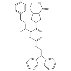 1-[(2R,3S)-3-(benzyloxy)-2-({[(9H-fluoren-9-yl)methoxy]carbonyl}amino)butanoyl]-4-methoxypyrrolidine-3-carboxylic acid Structure