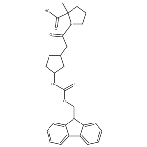 (2R)-1-{2-[3-({[(9H-fluoren-9-yl)methoxy]carbonyl}amino)cyclopentyl]acetyl}-2-methylpyrrolidine-2-carboxylic acid Structure
