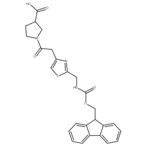 1-(2-{2-[({[(9H-fluoren-9-yl)methoxy]carbonyl}amino)methyl]-1,3-thiazol-4-yl}acetyl)pyrrolidine-3-carboxylic acid Structure