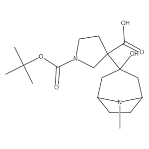 1-[(Tert-butoxy)carbonyl]-3-{3-hydroxy-8-methyl-8-azabicyclo[3.2.1]octan-3-yl}pyrrolidine-3-carboxylic acid Structure