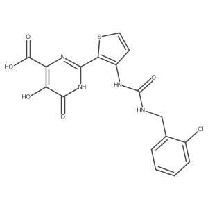 2-(3-(3-(2-Chlorobenzyl)ureido)thiophen-2-yl)-5,6-dihydroxypyrimidine-4-carboxylic acid结构式