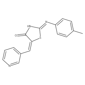 (2Z,5Z)-5-(pyridin-3-ylmethylene)-2-(p-tolylimino)thiazolidin-4-one结构式