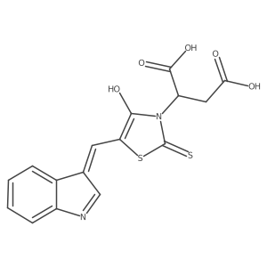 (Z)-2-(5-((1H-indol-3-yl)methylene)-4-oxo-2-thioxothiazolidin-3-yl)succinic acid Structure