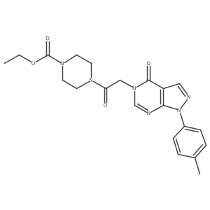 ethyl 4-[2-[4-oxo-1-(p-tolyl)pyrazolo[3,4-d]pyrimidin-5-yl]acetyl]piperazine-1-carboxylate结构式