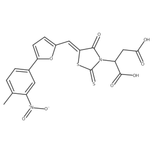 (Z)-2-(5-((5-(4-methyl-3-nitrophenyl)furan-2-yl)methylene)-4-oxo-2-thioxothiazolidin-3-yl)succinic acid Structure