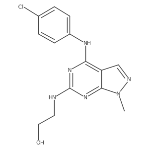 2-({4-[(4-chlorophenyl)amino]-1-methyl-1H-pyrazolo[3,4-d]pyrimidin-6-yl}amino)ethanol Structure