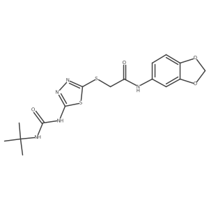 N-(2H-1,3-benzodioxol-5-yl)-2-({5-[(tert-butylcarbamoyl)amino]-1,3,4-thiadiazol-2-yl}sulfanyl)acetamide Structure