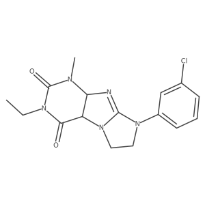 6-(3-Chlorophenyl)-2-ethyl-4-methyl-4a,7,8,9a-tetrahydropurino[7,8-a]imidazole-1,3-dione结构式