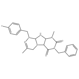 7-benzyl-1-[(4-fluorophenyl)methyl]-3,9-dimethyl-1H,4H,6H,7H,8H,9H-[1,2,4]triazino[4,3-g]purine-6,8-dione结构式