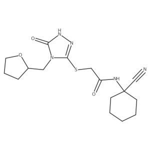 N-(1-cyanocyclohexyl)-2-({5-oxo-4-[(oxolan-2-yl)methyl]-4,5-dihydro-1H-1,2,4-triazol-3-yl}sulfanyl)acetamide Structure
