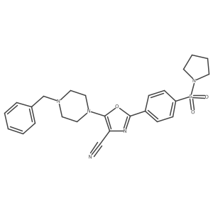 5-(4-Benzylpiperazin-1-yl)-2-[4-(pyrrolidin-1-ylsulfonyl)phenyl]-1,3-oxazole-4-carbonitrile Structure