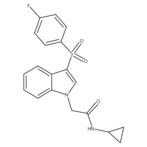N-cyclopropyl-2-(3-((4-fluorophenyl)sulfonyl)-1H-indol-1-yl)acetamide结构式