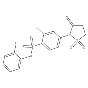 4-(1,1-dioxido-3-oxoisothiazolidin-2-yl)-N-(2-fluorophenyl)-2-methylbenzenesulfonamide结构式