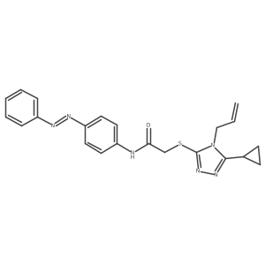 2-[(5-cyclopropyl-4-prop-2-enyl-1,2,4-triazol-3-yl)sulfanyl]-N-(4-phenyldiazenylphenyl)acetamide结构式