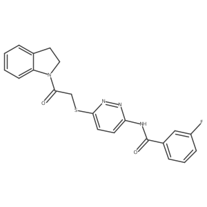 N-(6-{[2-(2,3-dihydro-1H-indol-1-yl)-2-oxoethyl]sulfanyl}pyridazin-3-yl)-3-fluorobenzamide结构式