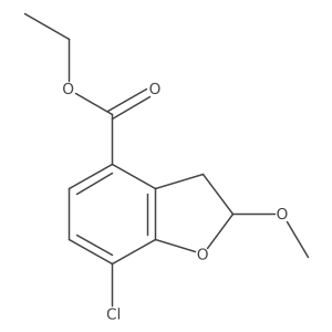 7-Chloro-2-methoxy-2,3-dihydro-benzofuran-4-carboxylic acid ethyl ester结构式