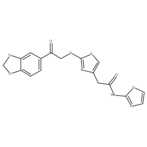 2-(2-((2-(benzo[d][1,3]dioxol-5-yl)-2-oxoethyl)thio)thiazol-4-yl)-N-(thiazol-2-yl)acetamide Structure