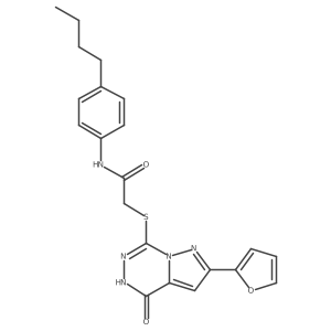 N-(4-butylphenyl)-2-{[2-(furan-2-yl)-4-oxo-4H,5H-pyrazolo[1,5-d][1,2,4]triazin-7-yl]sulfanyl}acetamide Structure
