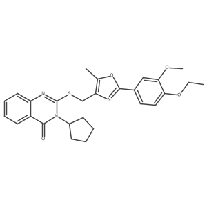 3-cyclopentyl-2-(((2-(4-ethoxy-3-methoxyphenyl)-5-methyloxazol-4-yl)methyl)thio)quinazolin-4(3H)-one结构式