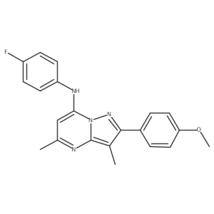N-(4-fluorophenyl)-2-(4-methoxyphenyl)-3,5-dimethylpyrazolo[1,5-a]pyrimidin-7-amine结构式
