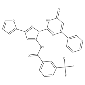 N-(3-(furan-2-yl)-1-(6-oxo-4-phenyl-1,6-dihydropyrimidin-2-yl)-1H-pyrazol-5-yl)-3-(trifluoromethyl)benzamide Structure