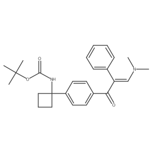 (E)-tert-butyl 1-(4-(3-(dimethylamino)-2-phenylacryloyl)phenyl)cyclobutylcarbamate Structure