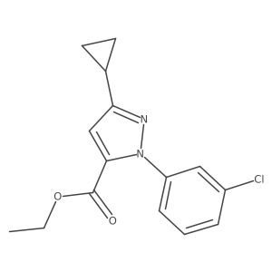 Ethyl 2-(3-chlorophenyl)-5-cyclopropylpyrazole-3-carboxylate结构式