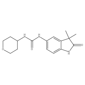 1-(3,3-Dimethyl-2-oxoindolin-5-yl)-3-(tetrahydro-2H-pyran-4-yl)urea结构式