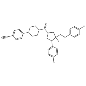 5-(4-((3R,4R)-4-(4-Chlorophenyl)-3-(((5-chloropyridin-2-yl)oxy)methyl)-3-methylpyrrolidine-1-carbonyl)piperidin-1-yl)picolinonitrile结构式