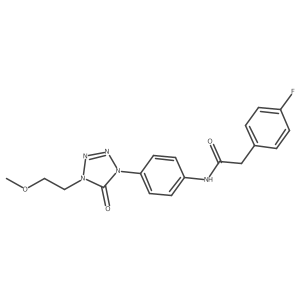 2-(4-fluorophenyl)-N-(4-(4-(2-methoxyethyl)-5-oxo-4,5-dihydro-1H-tetrazol-1-yl)phenyl)acetamide结构式
